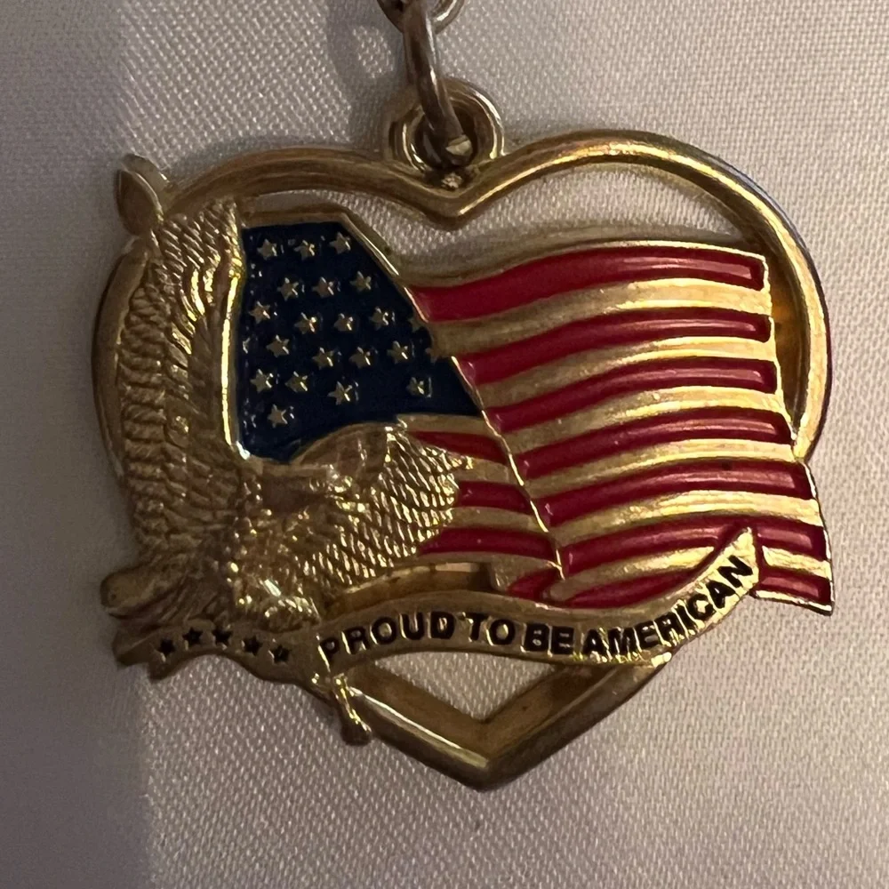 Patriotic Vintage Gold and Red American Flag Keychain